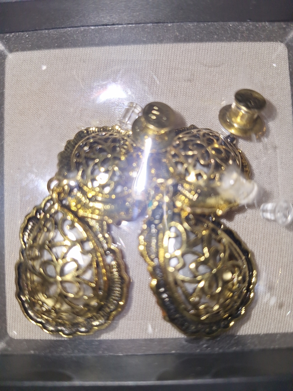 Serendipty Gold-Tone Pink Drop Earrings - Picture 3 of 5